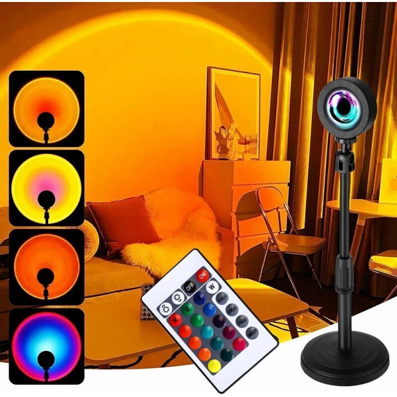 Xisrens Schwarz Lámpara De Atardecer, Luz Nocturna Led, Proyector De Neón, Luz Led Para Juegos, Lámpara Rgb De Noche O Escritorio, Decoración Ambiental Para Dormitorio De Niñas, Decoración Estética Para Habitaciones.