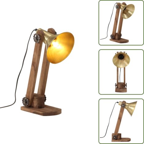 Lámpara de bronce - vidaXL Lámpara de escritorio latón vintage 25 W E27 23x13x52 cm - Lámpara de madera