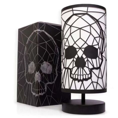 Lámpara de calavera negra, lámpara de mesa táctil de 3 modos, decoración gótica, ideal como decoración navideña, regalo de cumpleaños