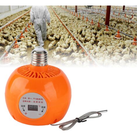 Lámpara de calor inteligente E27 de 150 W, termostato integrado (25-32 °C), ventilador, función de memoria tras un corte de energía, para conejos/cabras/pollos.