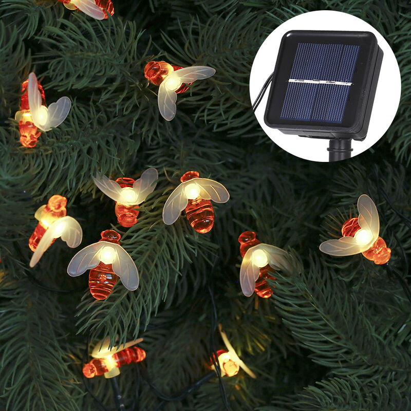 

Lampara de cesped Luz de la secuencia Energia Solar Energy Bee 20.7Ft 8 modos de 30 LED 6.3M / control de iluminacion Manual sensible sensor de luz