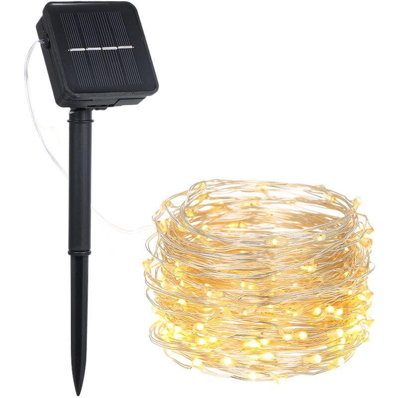 

Lampara de cesped solar con luz de cadena de alambre de cobre,Blanco calido,9W 15M,150 LEDs