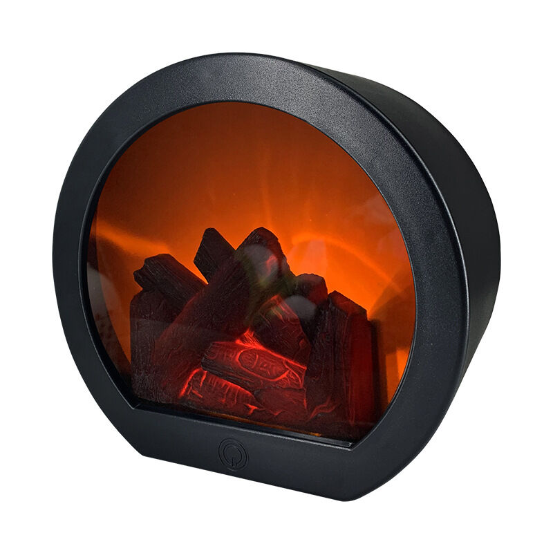 Lámpara de chimenea con efecto de llama de madera, interruptor táctil iluminado, luz LED de simulación de llama, lámpara LED decorativa, ambiente de
