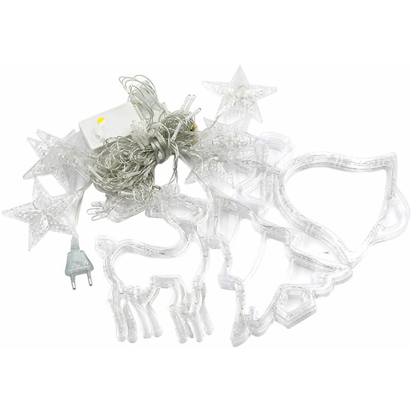 

Lampara de cortina de luces de cadena de 138 LED de hadas colgantes, con diseno de campana de arbol de Navidad de alce,Multicolor