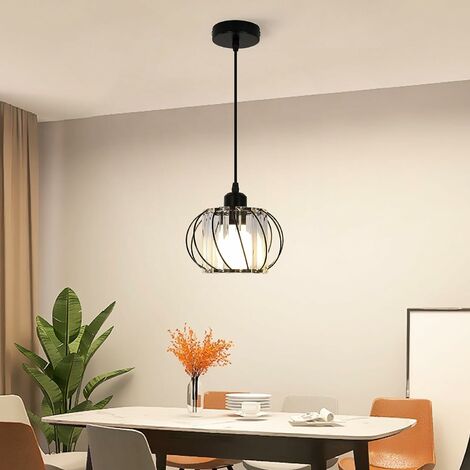 GOECO Lámpara de Cristal Industrial Vintage Esférica Lámpara de Techo E27 Base Para salón dormitorio comedor oficina Bar Cafetería Negro