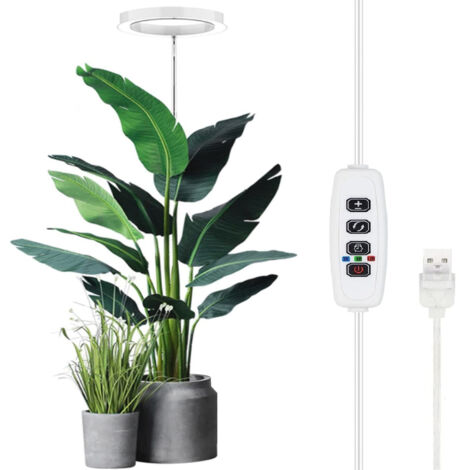 Lámpara de cultivo de suelo de espectro completo, ideal para plantas en maceta. Iluminación complementaria. Temporizador de 3/9/12 horas. 10 niveles de brillo.