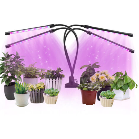 Lámpara de cultivo hortícola de 4 cabezales para plantas de interior, 84 LED, 10 niveles de intensidad, temporizador de 3/9/12 h, 3 modos de iluminación, lámpara compacta para plantas, flores y hortal