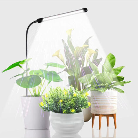 Lámpara de cultivo USB para plantas con temporizador y 10 niveles ajustables.