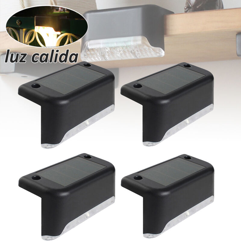 

Luz de paso de luz solar de escalera 1LED, luz de pared de luz solar de jardín, luz de cerca de jardín al aire libre 4 piezas, luz calida