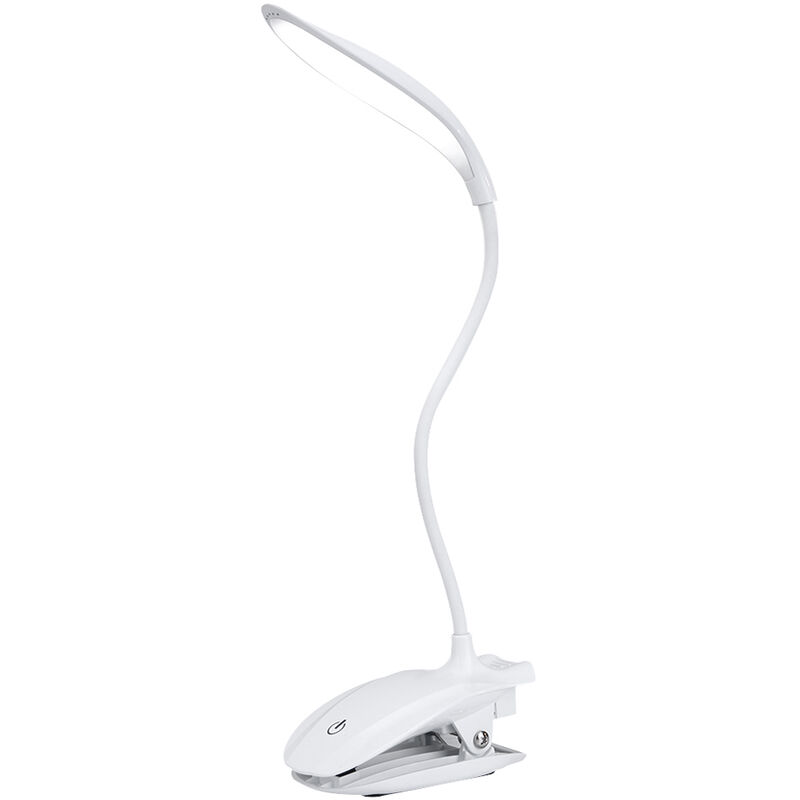 

Lampara de escritorio de 16 LED, recargable por USB, lampara de clip liviana regulable, con boton tactil sensible,blanco