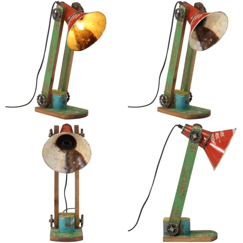 Lámpara de escritorio de colores 25 W E27 23x13x52 cm - Lámpara industrial - Lámpara de madera