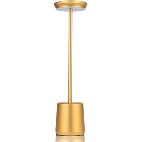 Lámpara de escritorio de metal inalámbrica, lámpara de mesa LED portátil con sensor táctil, luz de aluminio recargable de 3 colores, lámpara de 3 niveles de brillo, luz de noche, lámpara de noche, lám
