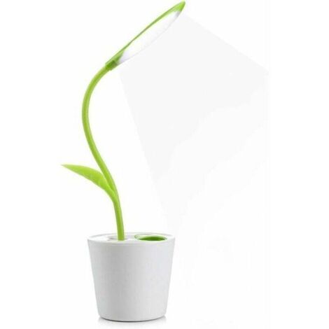 Lámpara de escritorio inalámbrica, lámpara de mesa de lectura LED táctil con brillo ajustable y portalápices, decoración de oficina, regalo original para niñas adolescentes, color verde [Clase energét