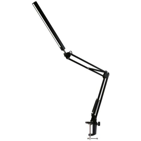 Lámpara de escritorio LED de brazo largo con pinza de lectura plegable, 12 W – Negra