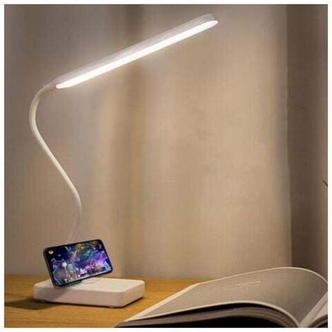 Lámpara de escritorio LED inalámbrica ZVD, recargable por USB, batería de 2000 mAh, control táctil, 3 colores, 6 niveles de brillo ajustables, portátil.