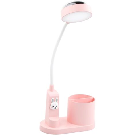Lámpara de Escritorio LED Recargable, Lámpara Escritorio Infantil con Proyector Estrellas y Portalápices, Lámpara Lectura de Cuello Cisne Flexible, Lámpara Mesa Regulable con 3 Niveles Brillo
