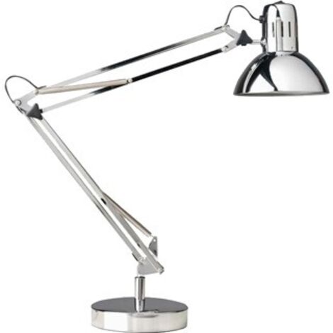 Lampara de escritorio unilux success 80 led brazo doble articulado cromado 40x40 cm base 20 cm diametro