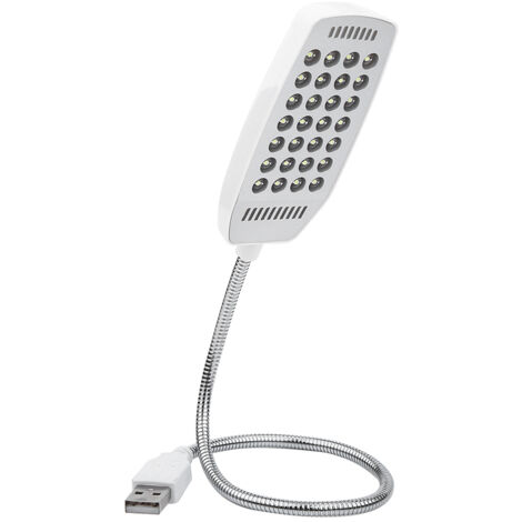 Lámpara de escritorio USB flexible con 28 LED e interruptor, color blanco.