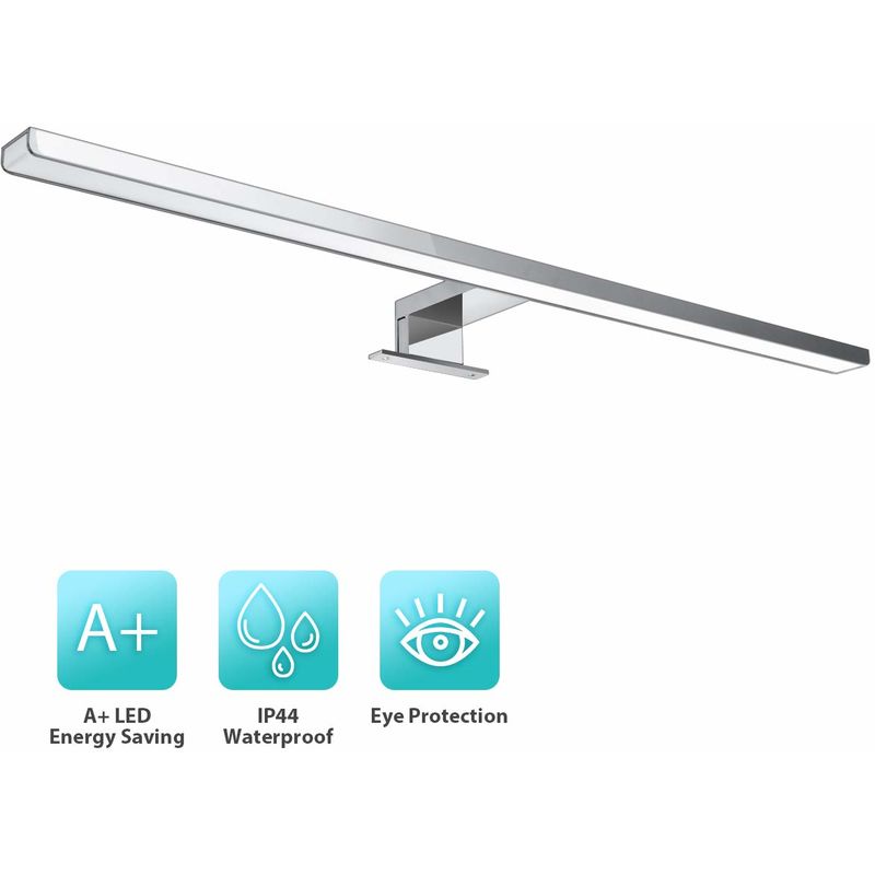 

Lámpara de Espejo de Baño, Luz Frontal 10W 800LM Aplique Interior de Pared 60 cm Blanco Natural