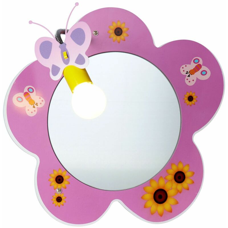 

Lámpara de pared para espejo, atenuador, lámpara de flores para niña, control remoto rosa en un juego que incluye bombillas LED RGB