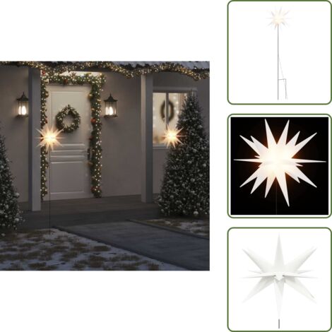 Lámpara de Estrella - vidaXL Lámpara de Navidad LED y estaca de tierra plegable blanca 57 cm - Lámpara de Tierra