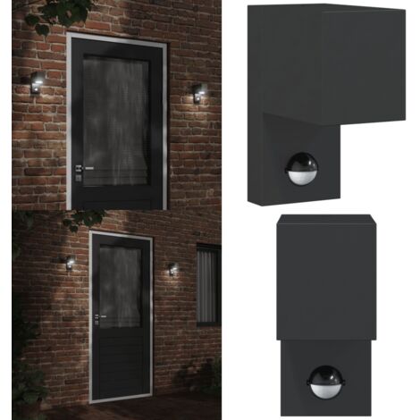 Lámpara de exterior con sensor aluminio fundido a presión negro - Sensor de movimiento - Lámpara de jardín