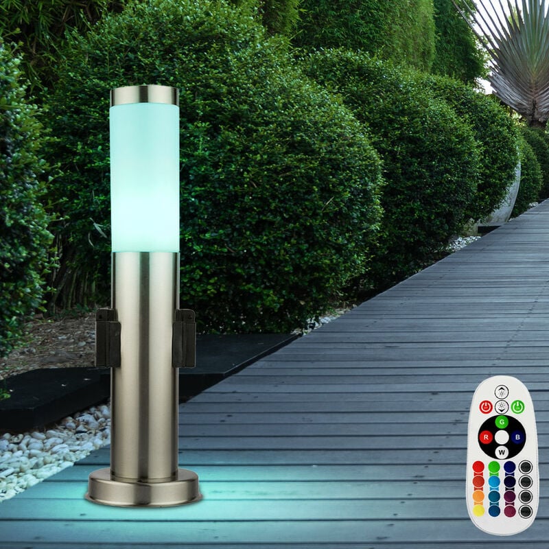 

Lámpara de exterior LED RGB con casquillo columna de potencia regulable 45cm control remoto de jardín con lámpara de cambio de color lámpara de