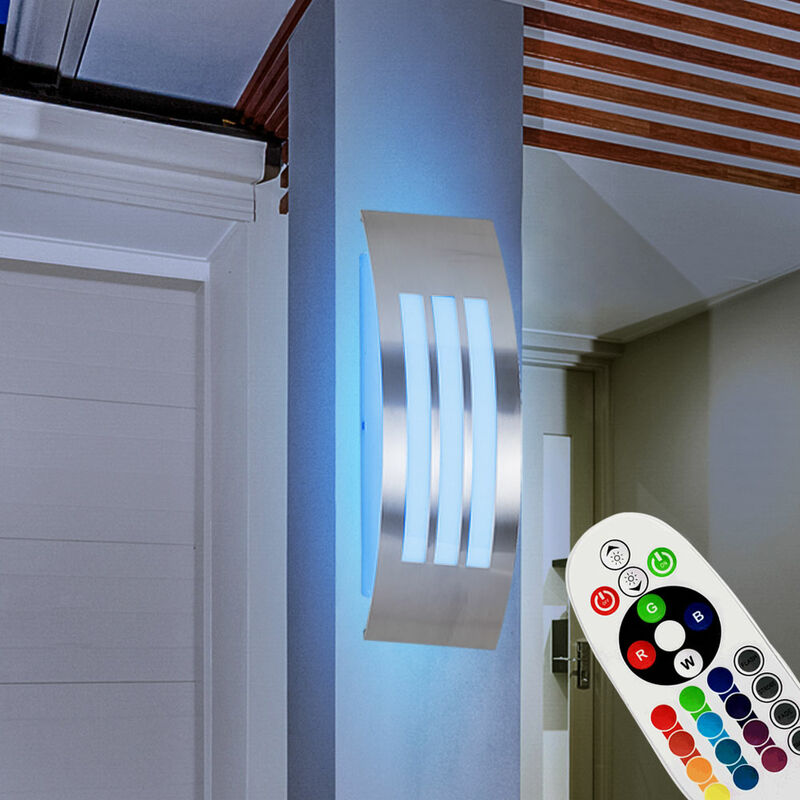 

Lámpara de pared para fachada balcón lámpara de jardín DIMMER Proyector IP44 en un juego que incluye lámparas LED RGB