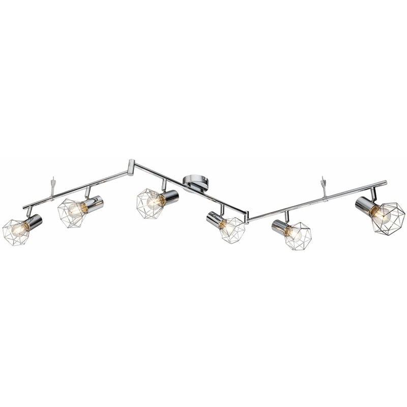 

Foco de techo en cromo 6 llamas focos de lámpara de techo, focos móviles, 6x E14, L x An.x Al.145x9,3x18 cm, salón comedor dormitorio