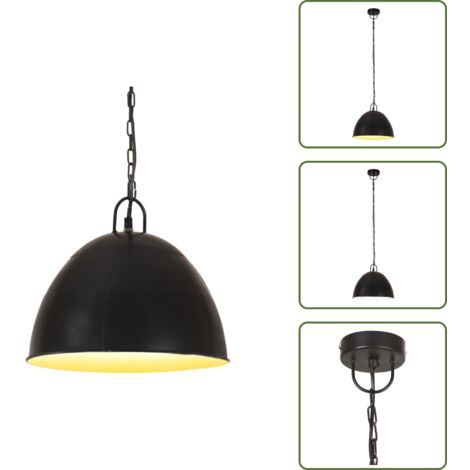 Lámpara de hierro - vidaXL Lámpara colgante vintage redonda 25 W negra 31 cm E27 - Lámpara negra
