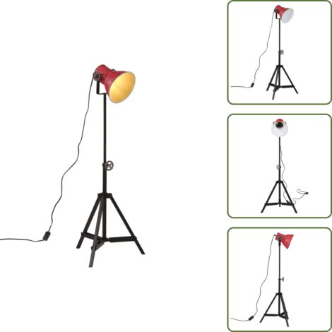 Lámpara de hierro - vidaXL Lámpara de pie rojo desgastado 25 W E27 35x35x65/95 cm - Lámpara de 25 w