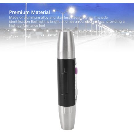 Lámpara de identificación de gemas: Linterna de doble extremo con 4 fuentes LED y carga USB, para jade y joyería.