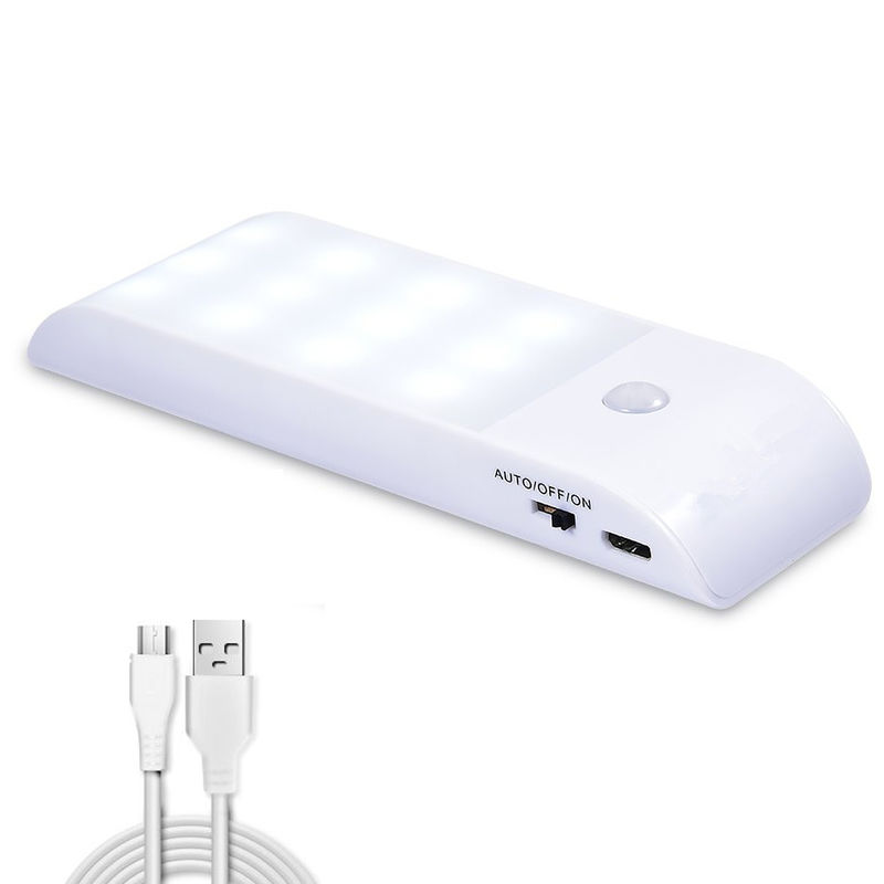 

Recargable del cuerpo humano lampara de induccion de movimiento PIR sensor de luz Led luz de la noche del USB para el vestuario blanco, caliente