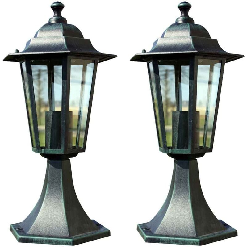 

vidaXL Lámpara de jardín 2 uds aluminio verde oscuro/negro - Verde