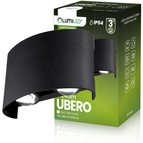 Lámpara de jardín exterior UBERO LUMILED, LED de 4 W, IP54, iluminación superior/inferior, aplique de pared para fachada