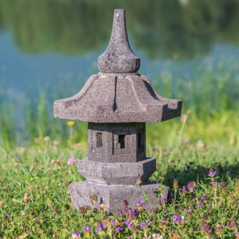 Lámpara de jardín japonés de piedra de lava 50 cm - Gris