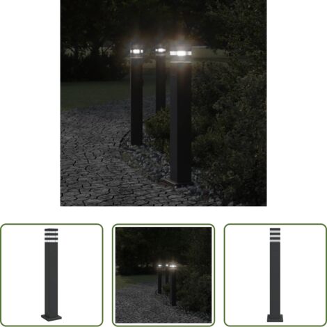 Lámpara de jardín -  Lámpara de suelo de exterior con enchufe aluminio negro 80 cm