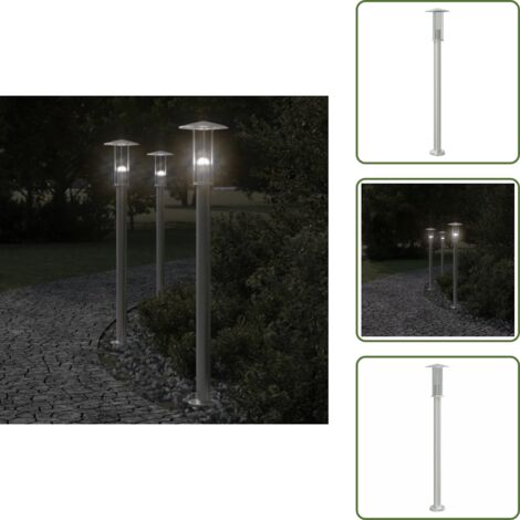 Lámpara de jardín - vidaXL Lámpara de suelo de exterior acero inoxidable plateado 100 cm - Iluminación de patio