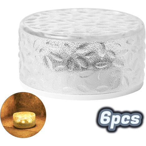 Lámpara de ladrillo de hielo, ladrillo de hielo impermeable, luz solar decorativa, luz para exteriores, decoración de jardín interior/exterior, patio, regalo (6 piezas/blanco cálido)