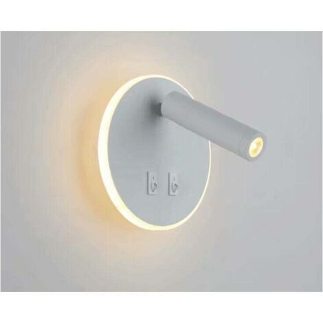 Lámpara de lectura ajustable redonda blanca de 400 W y 3000 K para sala de estar y dormitorio, aplique de pared nórdico creativo para mesita de noche, luz de pared de fondo para sala de estar, para le