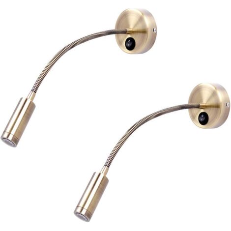 Lámpara de lectura de cuello de cisne con 2 LED de 3 W, 3000-6000 K/3 W, ángulo de haz: 30°, longitud del cuello de cisne: 30 cm, luz amarilla cálida.