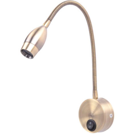 Lámpara de lectura flexible de pared (1 unidad), lámpara de mesita de noche con interruptor, foco LED, luz para dormitorio, luz de lectura para habitación de hotel, foco tubular, 3W, 3000K