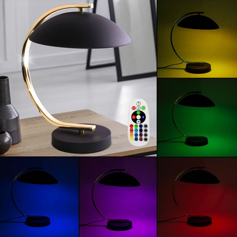 

Lámpara de lectura lámpara de mesa de noche con control remoto oro negro regulable en un juego que incluye iluminación LED RGB