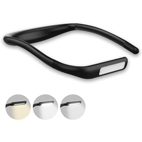 Lámpara de lectura LED recargable, ideal para leer en la cama lámpara de cuello manos libres, ideal para acampar brillo ajustable en tres colores color negro.