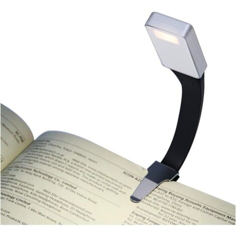 Lámpara de lectura LED, recargable por USB, luz nocturna que cuida la vista, 3 modos de brillo, luz de lectura con clip, flexible de 360°, iluminación para la cama (plateada)