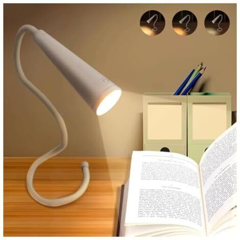 Lámpara de lectura LED recargable y portátil, 4 en 1, 3 niveles de brillo, ideal para leer, trabajar y estudiar por la noche.
