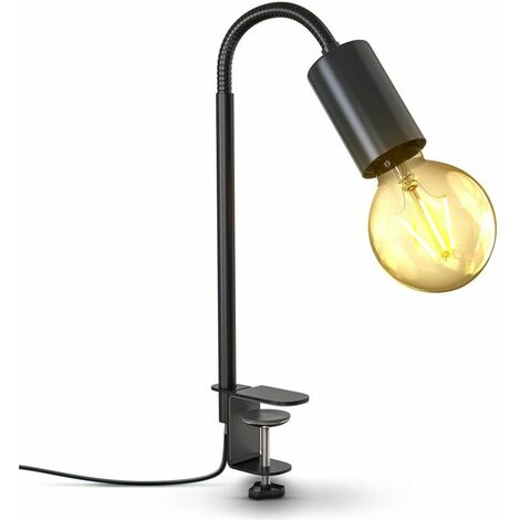 lámpara de lectura pivotante con interruptor de cable I soporte de tornillo I E27 I lámpara de abrazadera I metal I negro
