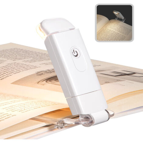 Lámpara de lectura portátil con clip para leer en la cama, luz de lectura LED recargable por USB.