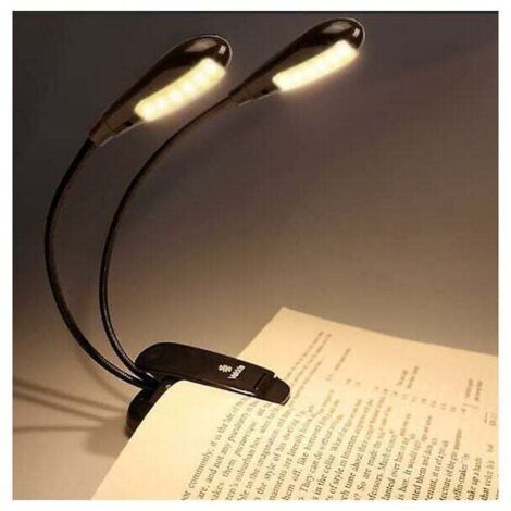 Lámpara de lectura/soporte para libros recargable con 12 LED y luz de lectura con clip