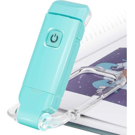 Lámpara de lectura USB azul, luz LED recargable para leer junto a la cama, con abrazadera, 3 niveles de brillo ajustables, minilámpara de lectura plegable.